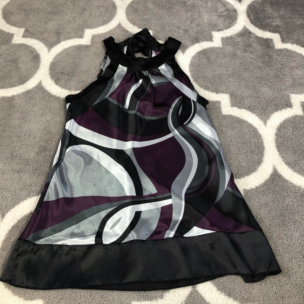 Vanity Blouse Womens Medium Halter Keyhole Abstract Pattern Top